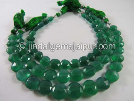 Green Onyx Faceted Coin Shape Beads